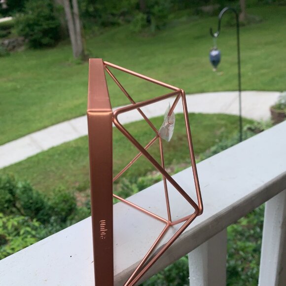 #6235 FUSED GLASS SUN CATCHER  RED WHITE & BLUE STARS IN GOLD TONE FRAME - Picture 6 of 8